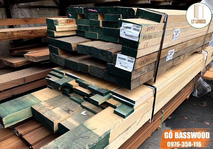 Gỗ đoạn xẻ (Gỗ Basswood xẻ) nhập khẩu